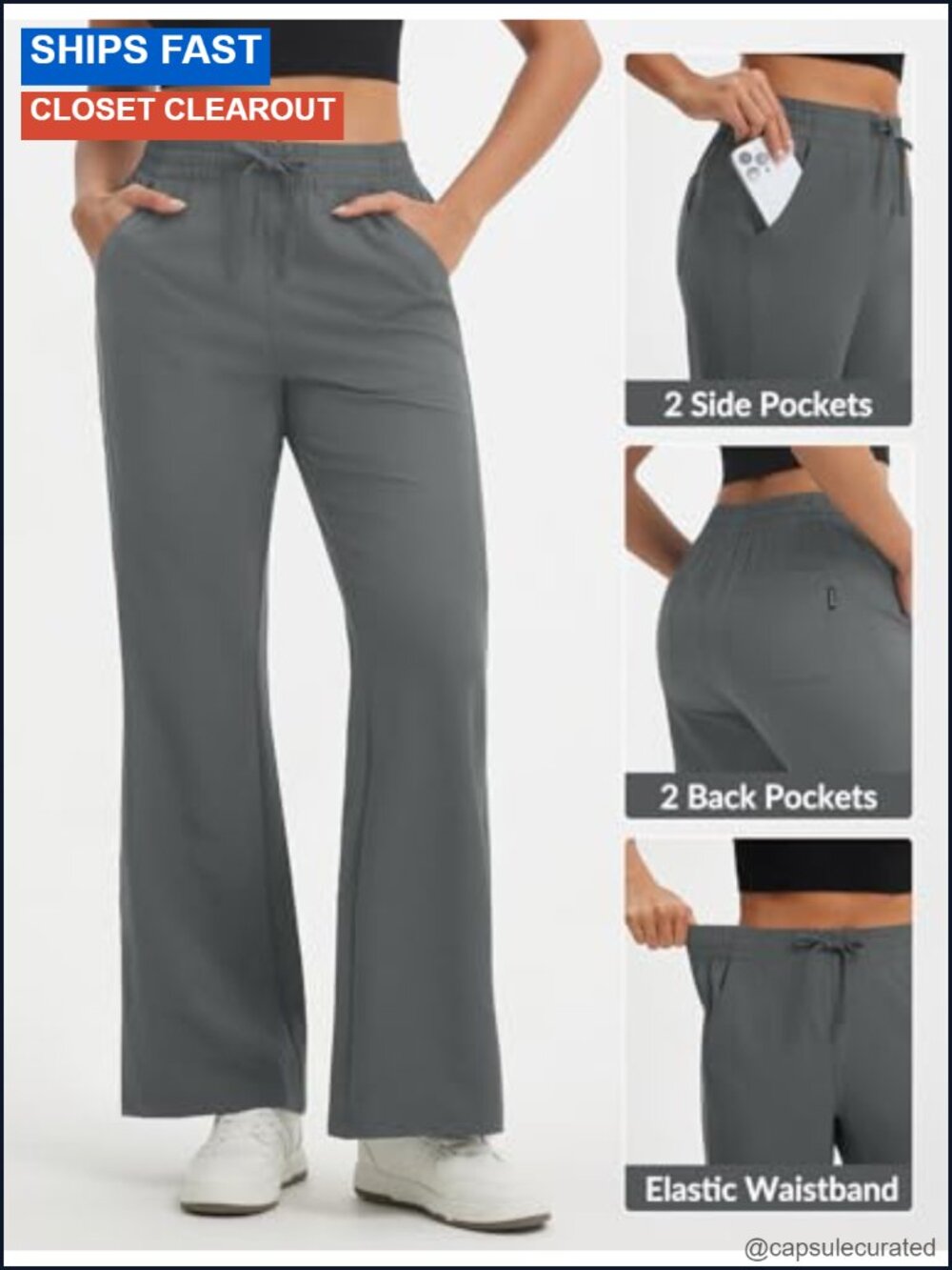 Womens Hiking Pants Lightweight Water Resistant Wide Leg Flare Travel - Picture 5 of 6